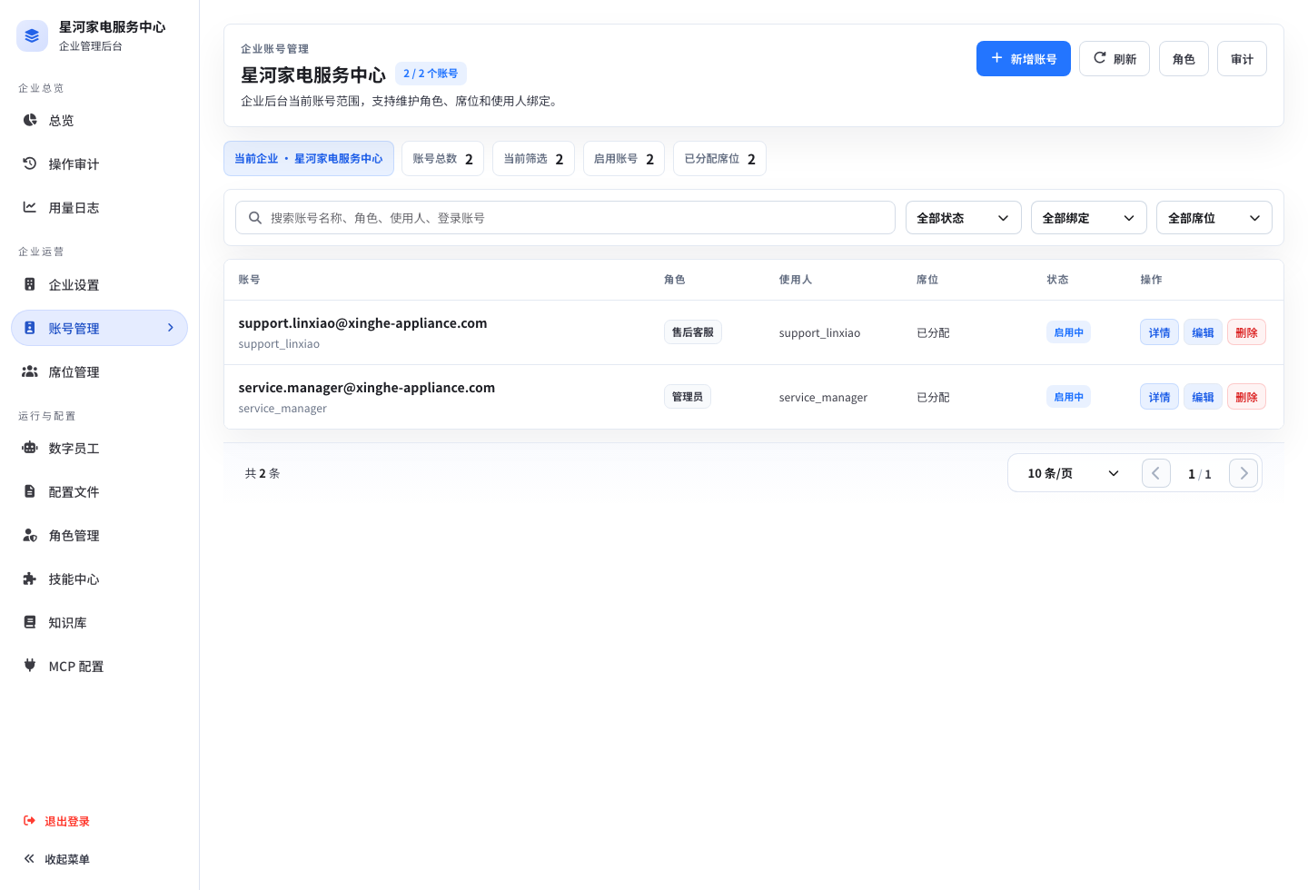 企业账号管理